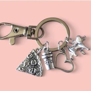COPY - Coffee Keychain, Pizza Keychain, Dog Keychain, Coffee Lovers